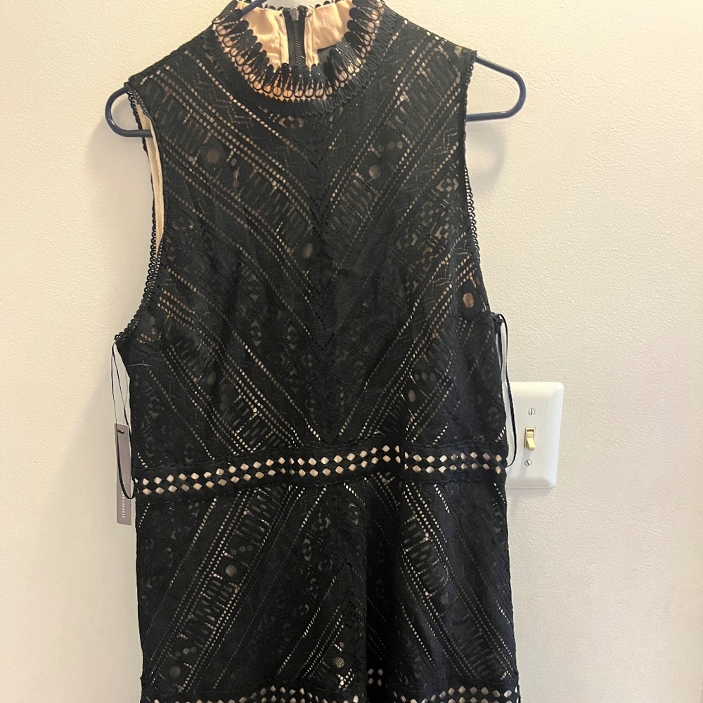 Black mid length dress, turtle neck